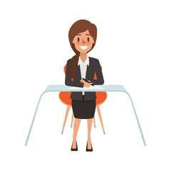 business woman writing character with paper job. business people in office cartoon design.