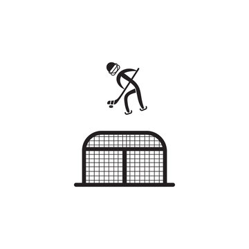 hockey player in front of the gate icon. Element of figures of sportsman icon. Premium quality graphic design icon. Signs, symbols collection icon for websites, web design, mobile