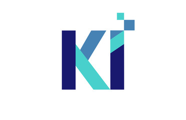 Fototapeta premium KI Digital Ribbon Letter Logo 