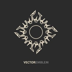 Mosaic arabic ornamental logo. Vector outline rhomb emblem. Retro ornamental design.