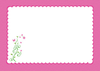Pink scalloped border with floral design