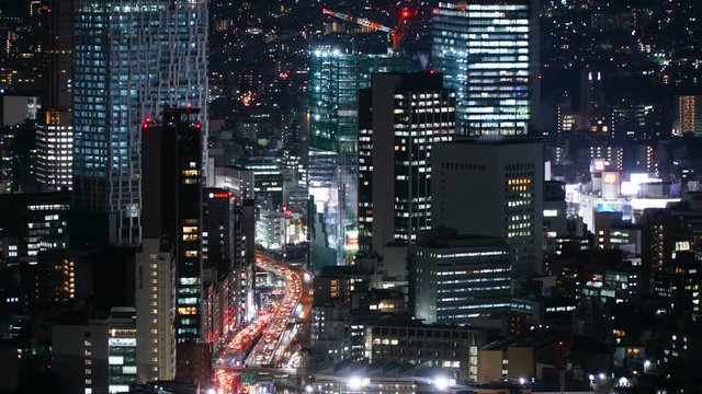 東京　夜景　タイムラプス　渋谷　再開発　2018年