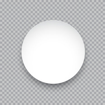 Vector white round sticker isolated on transparent background.