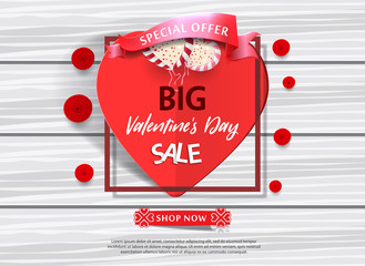 Valentines Day Sale Card with Frame. Vector Illustration. Valentines day sale background. Vector illustration. Wallpaper. flyers, invitation, posters, brochure, banners.
