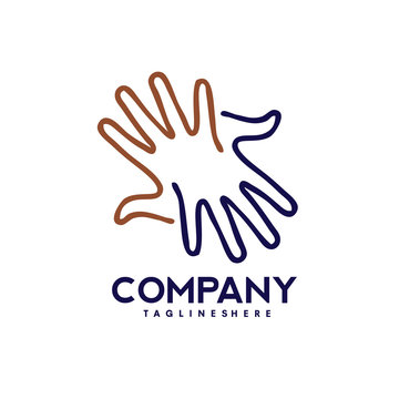 hands lines Care logo, togetherness concept logo, Union abstract hands logo, Hands closeup vector, Abstract social hands logo