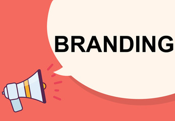 Branding word with megaphone illustration graphic design