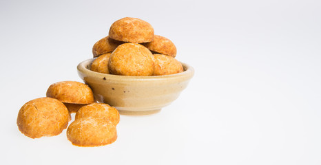 Peanut cookies or Chinese traditional peanut cookies on a background.