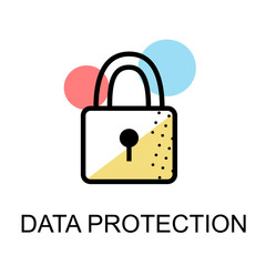 Closed lock icon for data protection flat design