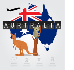 Traveling to  Australia with map of infographic