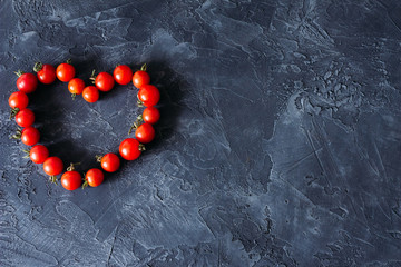 Cherry tomatoes in the form of heart