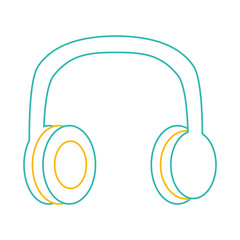 old vintage stereo headphones music vector illustration color line image