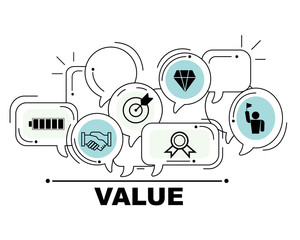  Value icons set for business illustration design