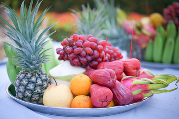Fresh fruits.Mixed fruits background.Healthy eating, dieting, love fruits.