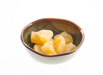 Fototapeta na wymiar dried pineapple or dried fruits on a background.