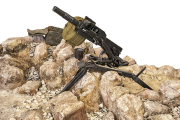 Machine gun in the rocks