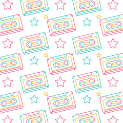 seamless pattern retro cassette tape recorder vector illustration