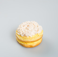 burger or donut tuna burger on a background.