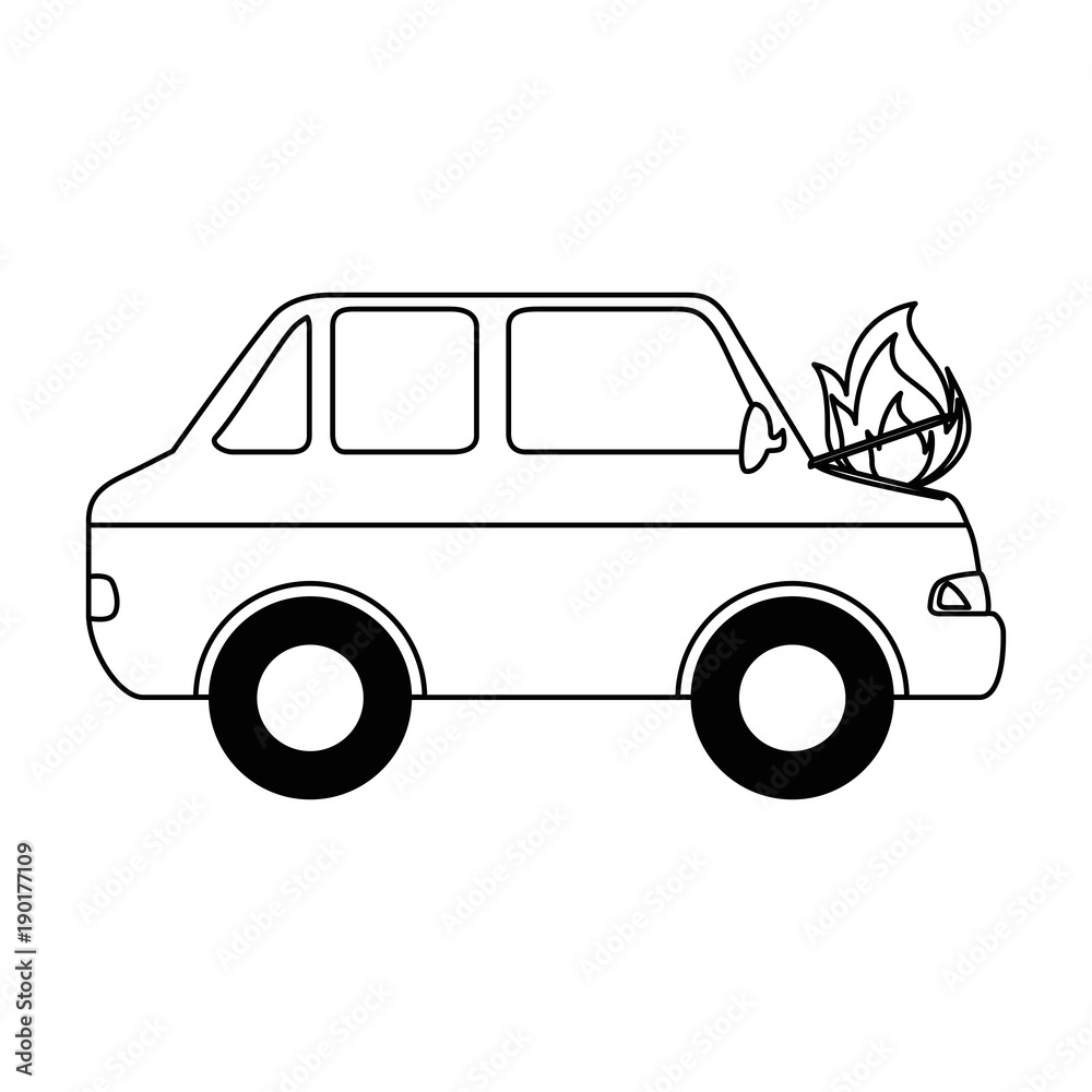 Poster car burning isolated icon vector illustration design