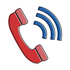 telephone service with waves signal vector illustration design