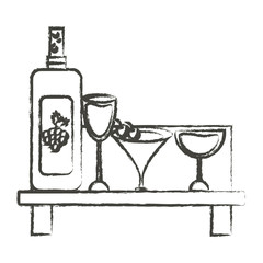 Shelf with wine bottle and glasses