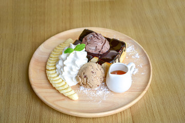 Honey Santos with ice-cream and whipped cream