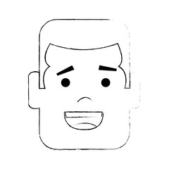 young man head avatar character vector illustration design