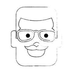 young man head avatar character vector illustration design