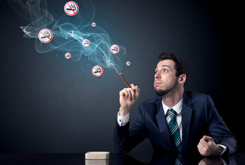 Businessman smoking.