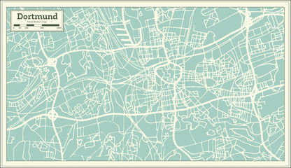 Dortmund Germany City Map in Retro Style. Outline Map.