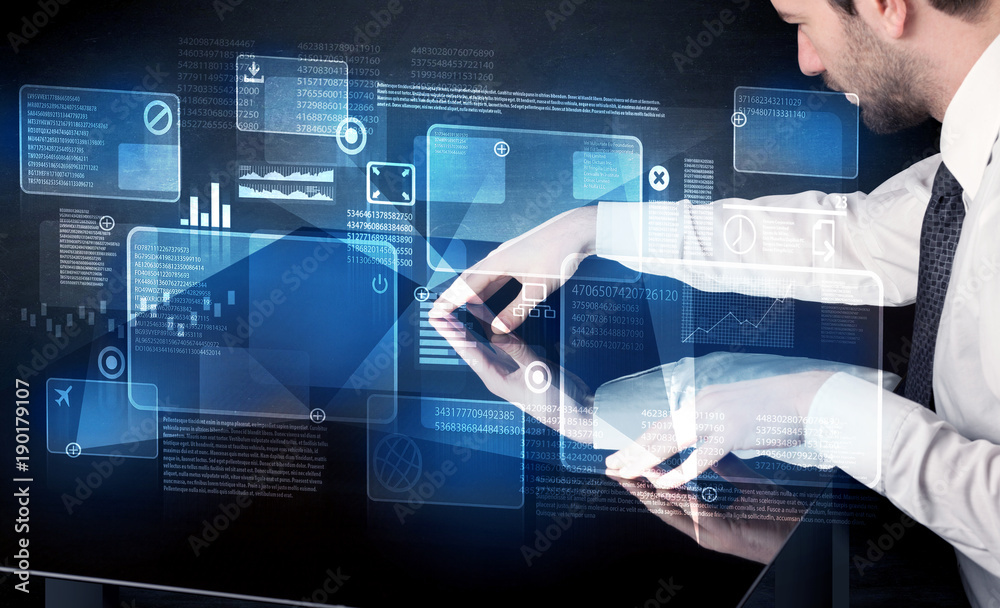 Poster Man pressing technology smart table interface