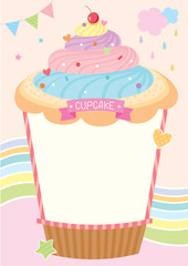 Rainbow cupcake design for menu template 