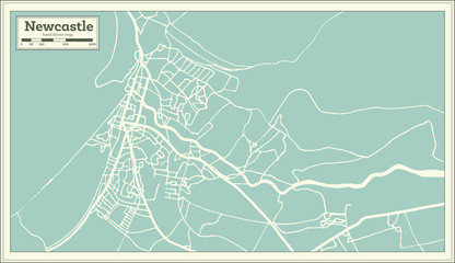 Newcastle England City Map in Retro Style. Outline Map.