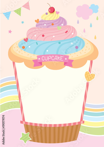 Rainbow Cupcake Design For Menu Template Stock Image And Royalty Rainbow Cupcake Design For Menu Template