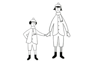 防寒具を見につけて外出します