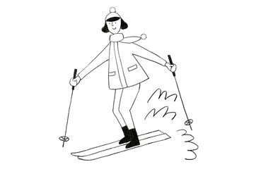 スキーをする女性