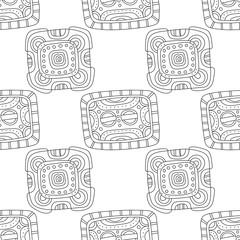 Black and white illustration for coloring book, page. Abstract decorative seamless pattern.