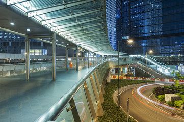 Naklejka premium Central district of Hong Kong city at night