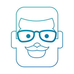 young man head avatar character vector illustration design