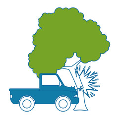 cars crash accident with tree vector illustration design