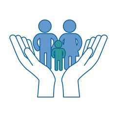 hands with family silhouette vector illustration design