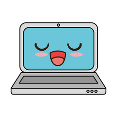 laptop computer kawaii character vector illustration design