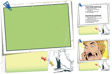 Curious pig. Frame for scrapbook, banner, sticker, social network.