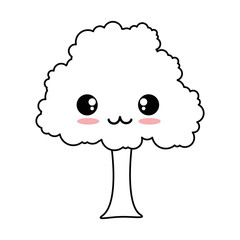 tree plant kawaii character vector illustration design