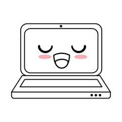 laptop computer kawaii character vector illustration design
