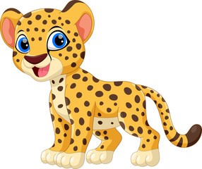 Cute cheetah cartoon isolated on white background