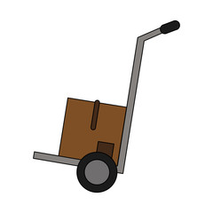 Box on hand truck icon vector illustration graphic design