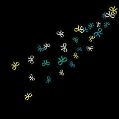 Festive Background with Colorful Bows. Cute Pattern for Postcard, Print, Banner or Poster. Small Pretty Bows For Party Decoration, Wedding, Birthday or Anniversary Invitation. Vector
