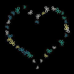 Festive Background with Colorful Bows. Cute Pattern for Postcard, Print, Banner or Poster. Small Pretty Bows For Party Decoration, Wedding, Birthday or Anniversary Invitation. Vector
