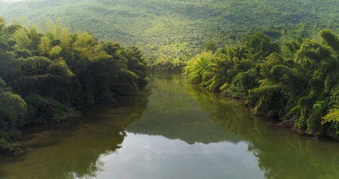 Beautiful natural scenery of river in tropical green forest