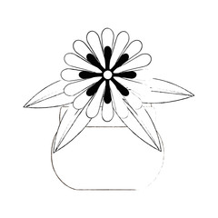 cute flower decorative in pot vector illustration design